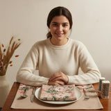 Floral Beige Printed Cotton Kitchen Towels, Set of 2 ,18"x28"