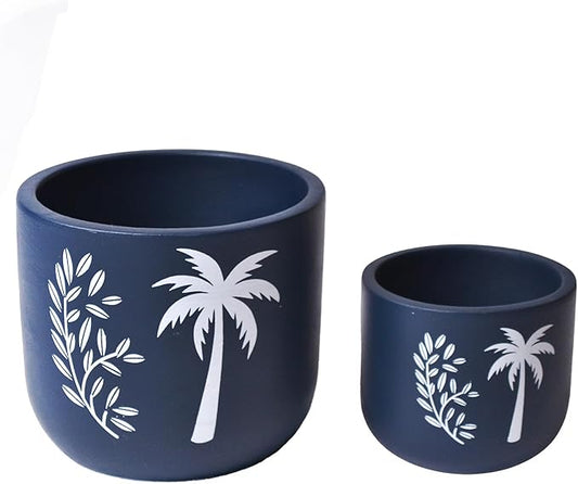 Blue Terracotta Planter Set of 2 – 4” & 6” Pots