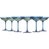 Cobalt Blue Colored Champagne Coupe Glasses 12oz Set of 6