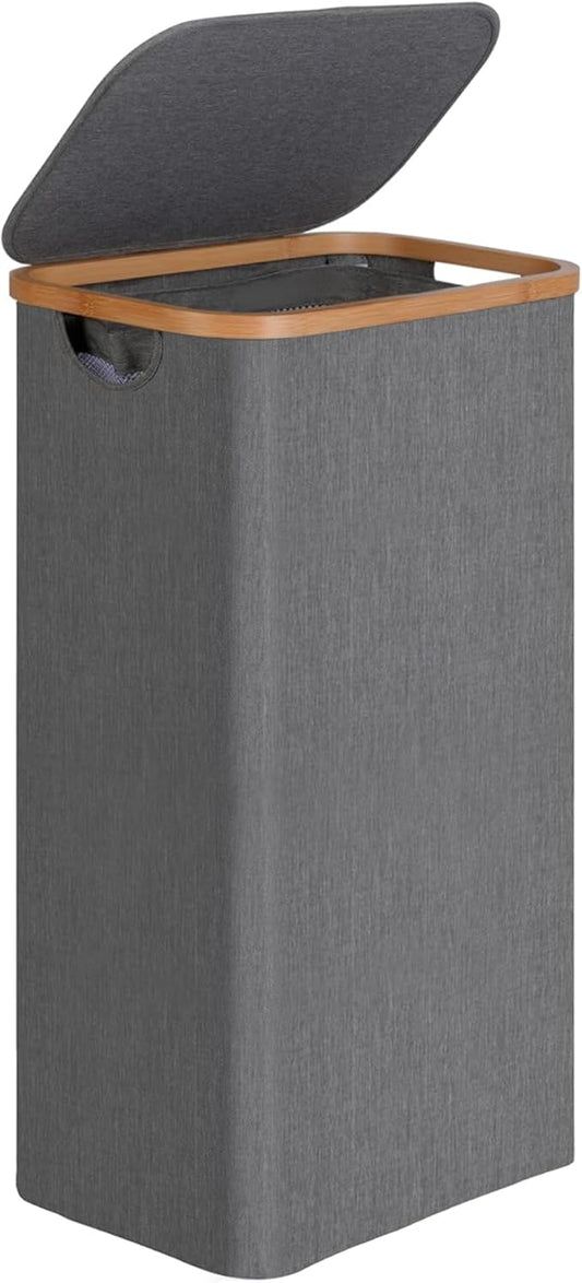 Fine Living 85L Slim Foldable Laundry Hamper with Lid, gray