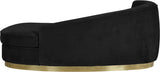 Julian Contemporary Chaise: Luxurious Velvet Design with Gold Stainless Steel Base for Modern Spaces
