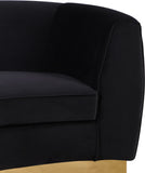 Julian Contemporary Loveseat - Luxurious Velvet Design with Stunning Gold Stainless Steel Accents