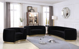 Julian Contemporary Loveseat - Luxurious Velvet Design with Stunning Gold Stainless Steel Accents