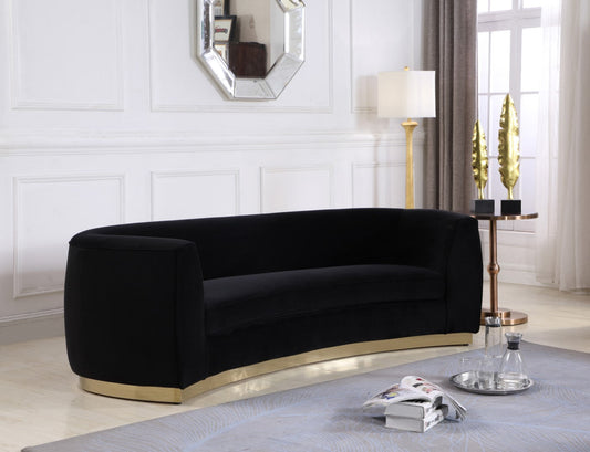 Julian Contemporary Sofa with Gold Stainless Steel Trim - Luxurious Curved Back Design for Style