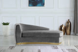 Julian Contemporary Chaise: Luxurious Velvet Design with Gold Stainless Steel Base for Modern Spaces
