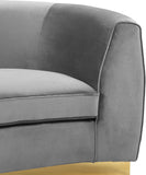 Julian Contemporary Loveseat - Luxurious Velvet Design with Stunning Gold Stainless Steel Accents