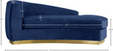 Julian Contemporary Chaise: Luxurious Velvet Design with Gold Stainless Steel Base for Modern Spaces