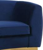 Julian Contemporary Loveseat - Luxurious Velvet Design with Stunning Gold Stainless Steel Accents