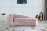 Julian Contemporary Chaise: Luxurious Velvet Design with Gold Stainless Steel Base for Modern Spaces