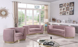 Julian Contemporary Loveseat - Luxurious Velvet Design with Stunning Gold Stainless Steel Accents