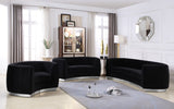Julian Contemporary Loveseat - Luxurious Velvet Design with Stunning Gold Stainless Steel Accents