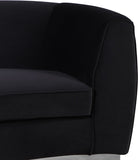 Julian Contemporary Loveseat - Luxurious Velvet Design with Stunning Gold Stainless Steel Accents