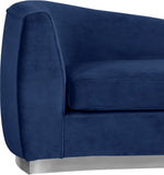 Julian Contemporary Chaise: Luxurious Velvet Design with Gold Stainless Steel Base for Modern Spaces
