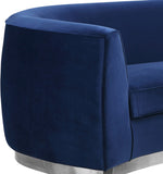Julian Contemporary Loveseat - Luxurious Velvet Design with Stunning Gold Stainless Steel Accents