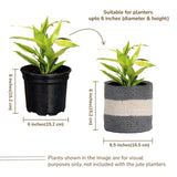 Jute Planters with Lining, Grey & White, 6.5", Set of 2 (16 Units)