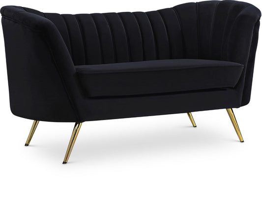 Margo Velvet Loveseat with Gold Stainless Steel Legs – Luxurious Contemporary Design for Home Elegance