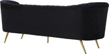 Margo Luxurious Contemporary Sofa with Gold Legs, Curved Back Design for Modern Home Elegance
