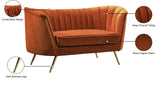Margo Velvet Loveseat with Gold Stainless Steel Legs – Luxurious Contemporary Design for Home Elegance