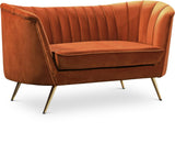 Margo Velvet Loveseat with Gold Stainless Steel Legs – Luxurious Contemporary Design for Home Elegance