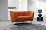 Margo Velvet Loveseat with Gold Stainless Steel Legs – Luxurious Contemporary Design for Home Elegance