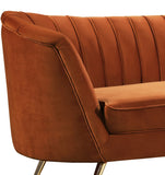 Margo Velvet Loveseat with Gold Stainless Steel Legs – Luxurious Contemporary Design for Home Elegance