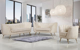 Margo Velvet Lounge Chair - Luxurious Contemporary Design with Gold Stainless Steel Legs and Curved Back