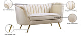 Margo Velvet Loveseat with Gold Stainless Steel Legs – Luxurious Contemporary Design for Home Elegance