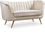Margo Velvet Loveseat with Gold Stainless Steel Legs – Luxurious Contemporary Design for Home Elegance