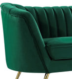 Margo Velvet Lounge Chair - Luxurious Contemporary Design with Gold Stainless Steel Legs and Curved Back
