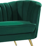 Margo Velvet Lounge Chair - Luxurious Contemporary Design with Gold Stainless Steel Legs and Curved Back
