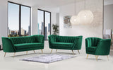 Margo Velvet Lounge Chair - Luxurious Contemporary Design with Gold Stainless Steel Legs and Curved Back