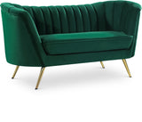 Margo Velvet Loveseat with Gold Stainless Steel Legs – Luxurious Contemporary Design for Home Elegance