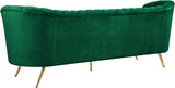 Margo Luxurious Contemporary Sofa with Gold Legs, Curved Back Design for Modern Home Elegance