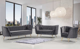 Margo Velvet Lounge Chair - Luxurious Contemporary Design with Gold Stainless Steel Legs and Curved Back