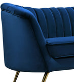 Margo Velvet Lounge Chair - Luxurious Contemporary Design with Gold Stainless Steel Legs and Curved Back