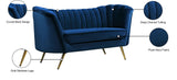 Margo Velvet Loveseat with Gold Stainless Steel Legs – Luxurious Contemporary Design for Home Elegance