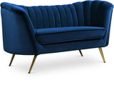 Margo Velvet Loveseat with Gold Stainless Steel Legs – Luxurious Contemporary Design for Home Elegance