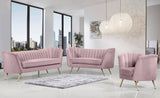 Margo Velvet Lounge Chair - Luxurious Contemporary Design with Gold Stainless Steel Legs and Curved Back