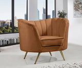 Margo Saddle Velvet Chair - Luxurious Contemporary Design with Gold Legs, Plush Comfort & Style
