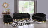 Shelly Contemporary Sofa with Unique Shell Shape and Gold Stainless Steel Base for Modern Spaces