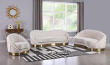 Shelly Contemporary Sofa with Unique Shell Shape and Gold Stainless Steel Base for Modern Spaces