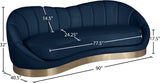 Shelly Contemporary Sofa with Unique Shell Shape and Gold Stainless Steel Base for Modern Spaces
