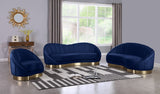 Shelly Contemporary Sofa with Unique Shell Shape and Gold Stainless Steel Base for Modern Spaces