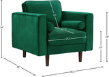 Emily Contemporary Chair with Plush Cushions, Wooden Legs, and Stylish Roll Pillows for Comfort