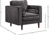 Emily Contemporary Chair with Plush Cushions, Wooden Legs, and Stylish Roll Pillows for Comfort