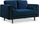 Emily Velvet Loveseat with Plush Deep Tufted Cushions and Stylish Wooden Legs for Ultimate Comfort