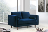 Emily Velvet Loveseat with Plush Deep Tufted Cushions and Stylish Wooden Legs for Ultimate Comfort