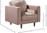 Emily Contemporary Chair with Plush Cushions, Wooden Legs, and Stylish Roll Pillows for Comfort