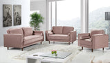 Emily Contemporary Chair with Plush Cushions, Wooden Legs, and Stylish Roll Pillows for Comfort