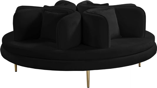 Circlet Velvet Round Sofa Settee with Gold Iron Legs - Elegant Contemporary Design for Your Home